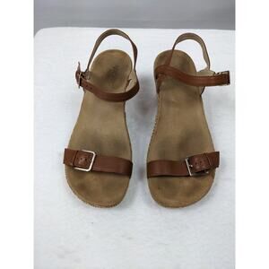 Vionic Enisa Platform Sandal Brown 9 Adjustable Buckle Ankle Strap Arch Support
